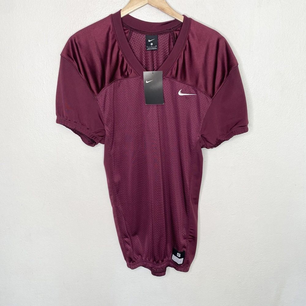 New Nike Practice Training Football Maroon Jersey White Swoosh Mens Small‎